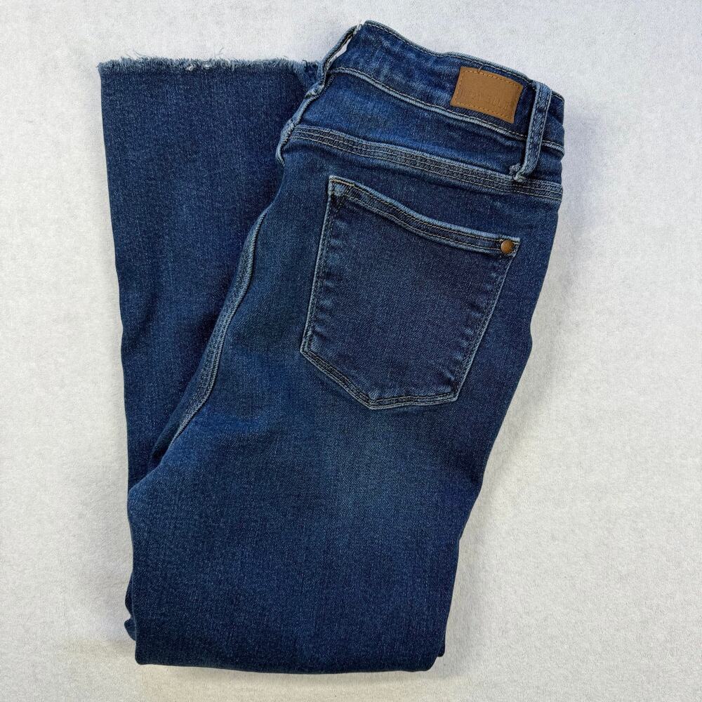 Judy Blue Cropped Straight Jeans Women’s 9/29 Dark Wash Raw Hem Stretch Denim